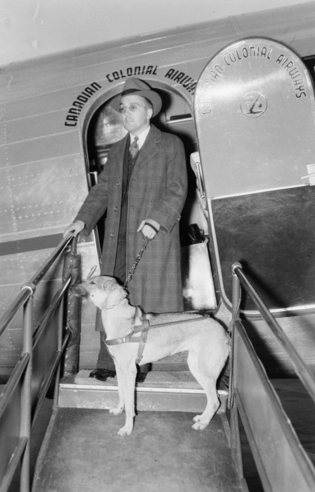 vakvezető kutya gazdájával 1941-ben