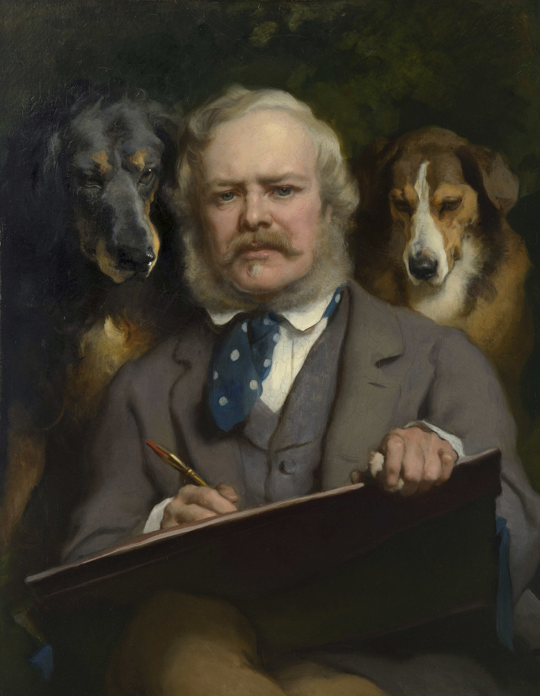 A művész portréja két kutyával