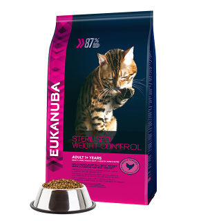 Eukanuba - Ivartalanított/ túlsúlyos felnőtt macskáknak - csirkehúsos
