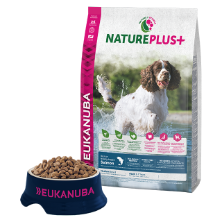 Eukanuba Nature Plus+ - Közepes termetű felnőtt kutyáknak - lazacos
