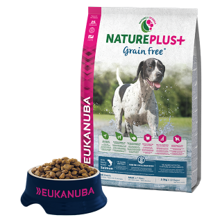 Eukanuba Nature Plus+ Gabonamentes - Minden felnőtt kutyafatának - lazacos