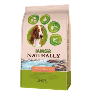 IAMS Naturally - felnőtt kutyatáp észak-atlanti lazacban és rizsben gazdag