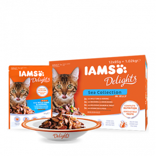 IAMS Delights aszpikos tengeri halas termékcsalád 