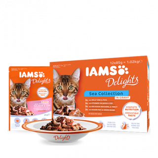 IAMS Delights szószos tengeri halas termékcsalád