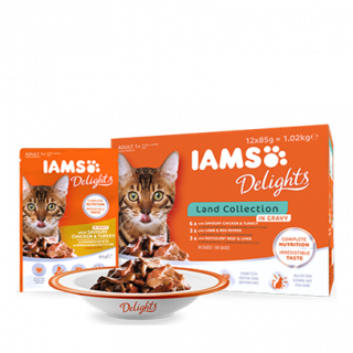 IAMS Delights szószos, húsos termékcsalád