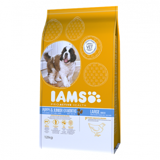 IAMS Proactive Health Puppy & Junior Large breed, csirkében gazdag táp