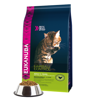 Eukanuba - Felnőtt macskáknak - Szőrlabda képződés megelőzésére - csirkehúsos